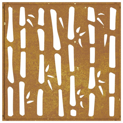 Garten-Wanddeko 55X55 Cm Cortenstahl Bambus-Design