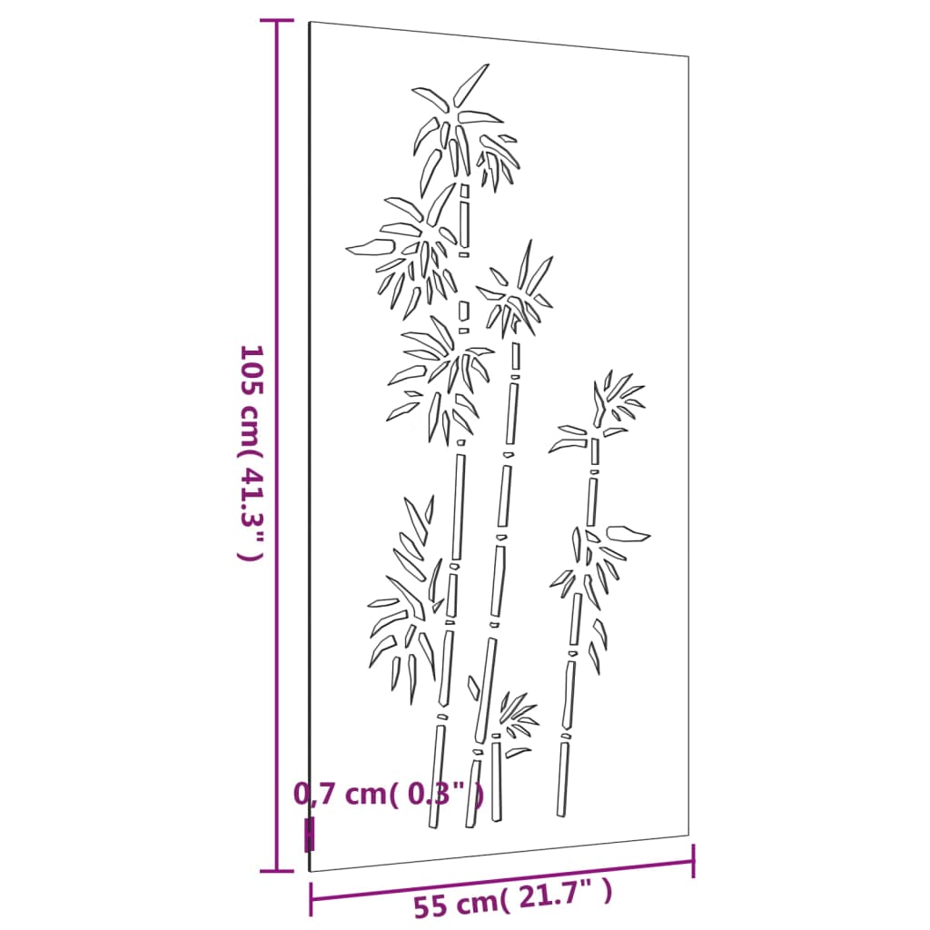 Garten-Wanddeko 105X55 Cm Cortenstahl Bambus-Design