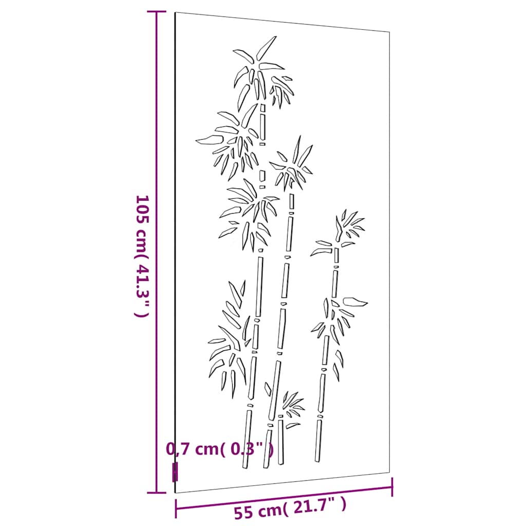 Garten-Wanddeko 105X55 Cm Cortenstahl Bambus-Design