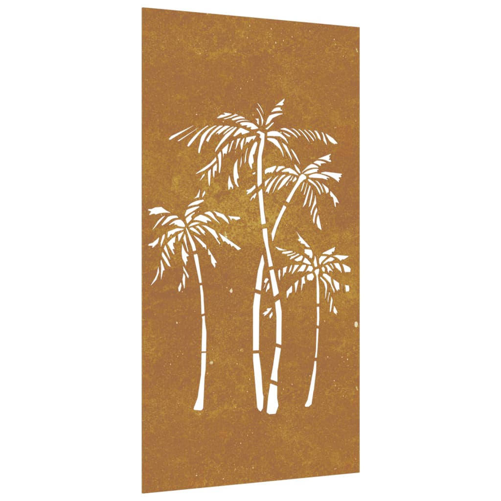 Garten-Wanddeko 105X55 Cm Cortenstahl Palmen-Design Hellgrau