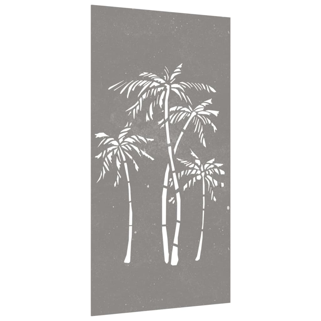 Garten-Wanddeko 105X55 Cm Cortenstahl Palmen-Design Hellgrau