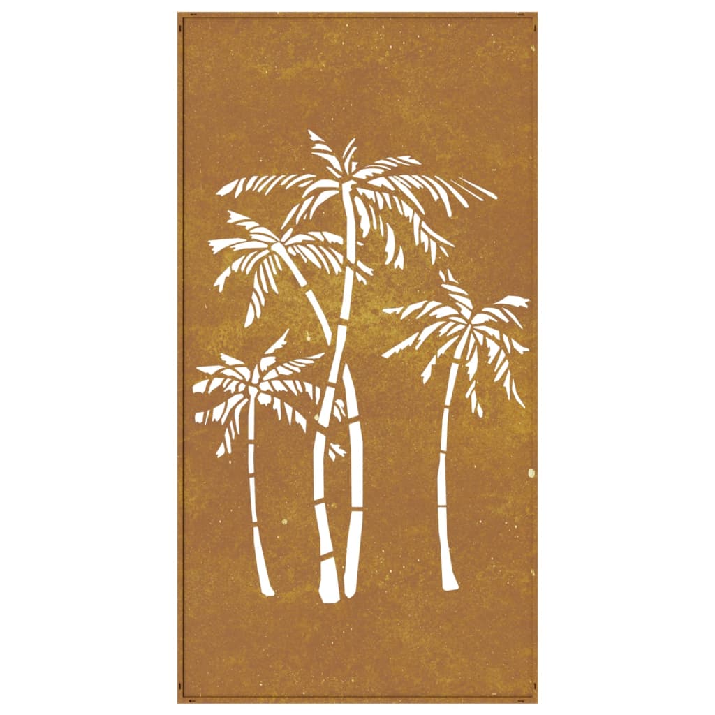 Garten-Wanddeko 105X55 Cm Cortenstahl Palmen-Design Hellgrau