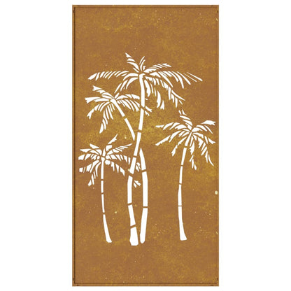 Garten-Wanddeko 105X55 Cm Cortenstahl Palmen-Design Hellgrau