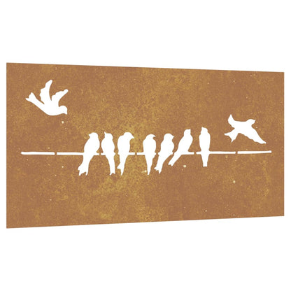 Garten-Wanddeko 105X55 Cm Cortenstahl Vogel-Design Creme