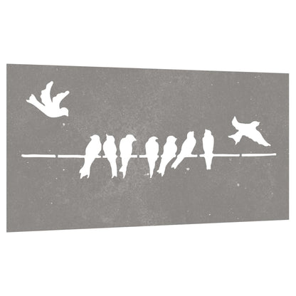 Garten-Wanddeko 105X55 Cm Cortenstahl Vogel-Design Creme