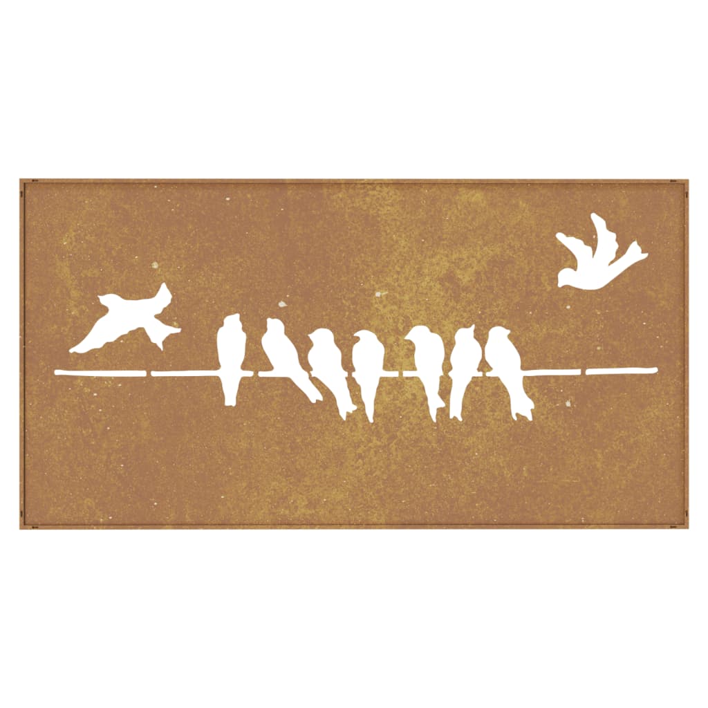 Garten-Wanddeko 105X55 Cm Cortenstahl Vogel-Design Creme