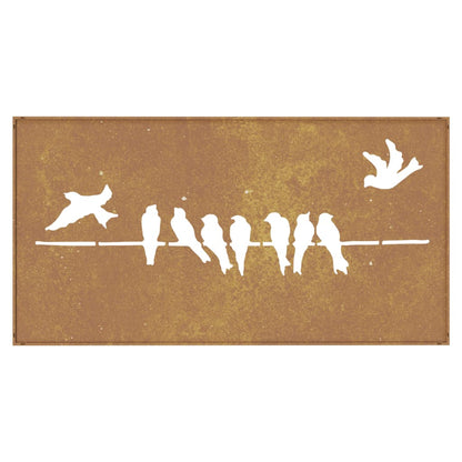 Garten-Wanddeko 105X55 Cm Cortenstahl Vogel-Design Creme