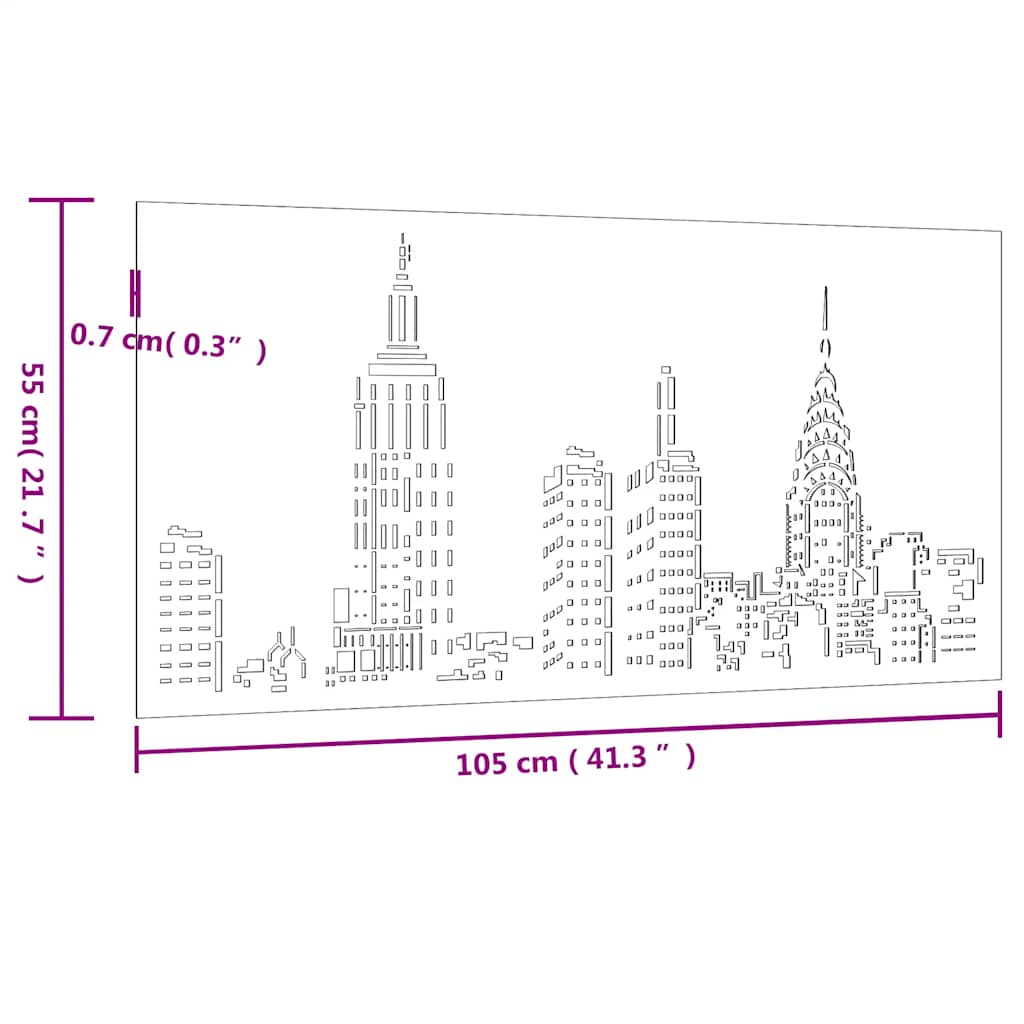 Garten-Wanddeko 105X55 Cm Cortenstahl Skyline-Design