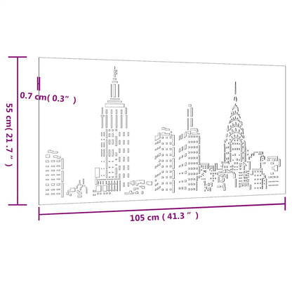 Garten-Wanddeko 105X55 Cm Cortenstahl Skyline-Design