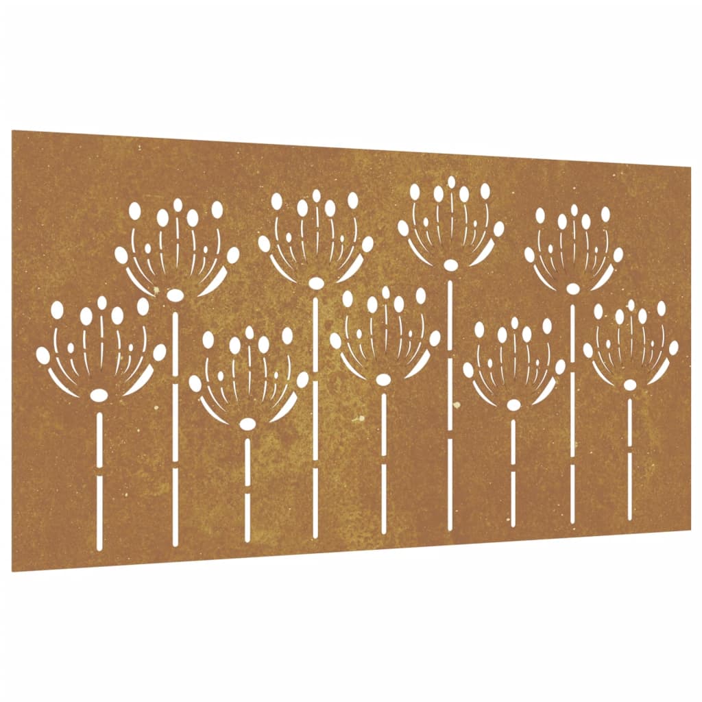 Garten-Wanddeko 105X55 Cm Cortenstahl Blumen-Design Dunkelgrau