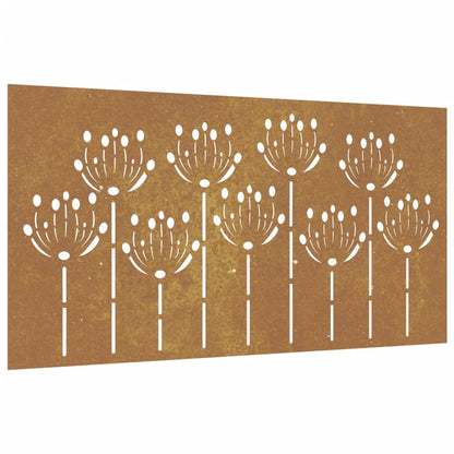 Garten-Wanddeko 105X55 Cm Cortenstahl Blumen-Design Dunkelgrau