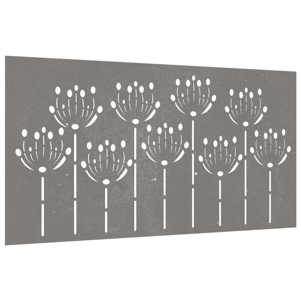 Garten-Wanddeko 105X55 Cm Cortenstahl Blumen-Design Dunkelgrau