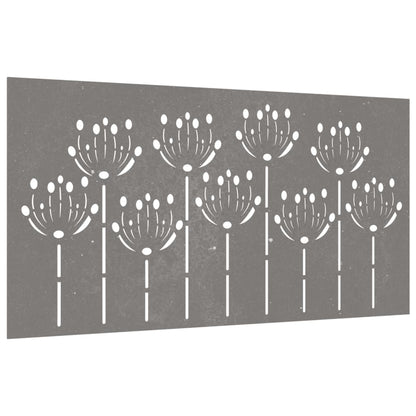 Garten-Wanddeko 105X55 Cm Cortenstahl Blumen-Design Dunkelgrau