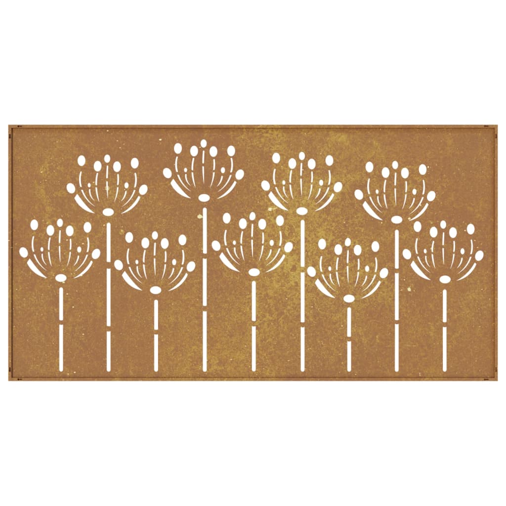 Garten-Wanddeko 105X55 Cm Cortenstahl Blumen-Design Dunkelgrau