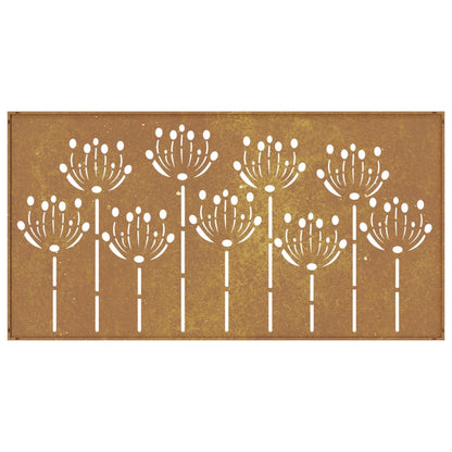 Garten-Wanddeko 105X55 Cm Cortenstahl Blumen-Design Dunkelgrau