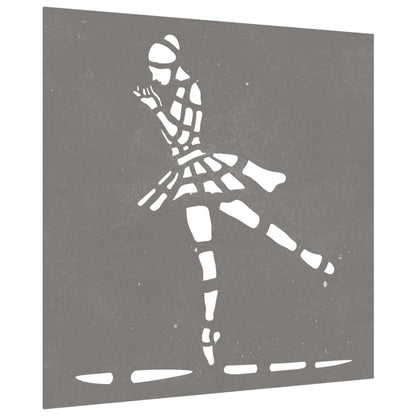 Garten-Wanddeko 55X55 Cm Cortenstahl Balletttänzerin