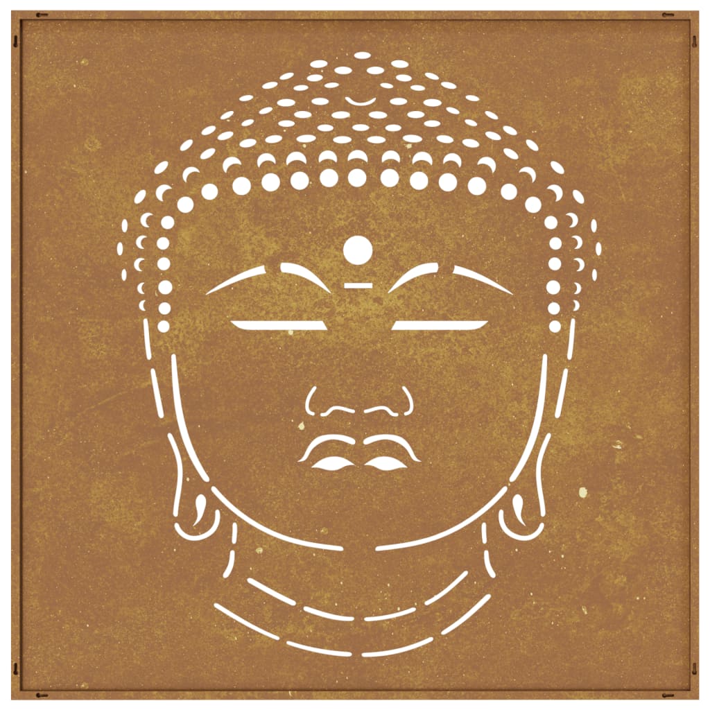 Garten-Wanddeko 55X55 Cm Cortenstahl Buddha-Kopf