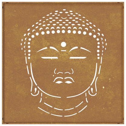 Garten-Wanddeko 55X55 Cm Cortenstahl Buddha-Kopf