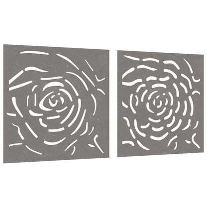2-Tlg. Garten-Wanddeko 55X55 Cm Cortenstahl Rosen-Design