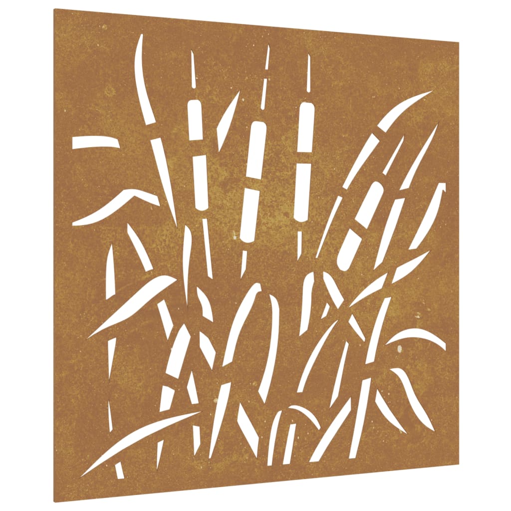 Garten-Wanddeko 55X55 Cm Cortenstahl Gras-Design Dunkelgrau