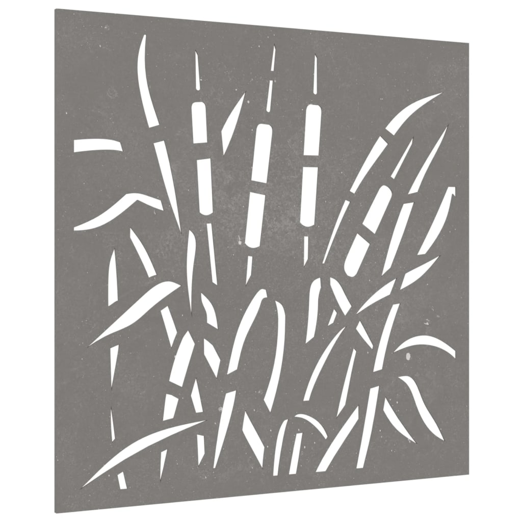 Garten-Wanddeko 55X55 Cm Cortenstahl Gras-Design Dunkelgrau