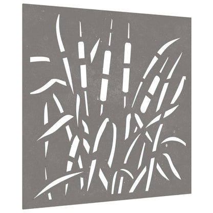 Garten-Wanddeko 55X55 Cm Cortenstahl Gras-Design Dunkelgrau