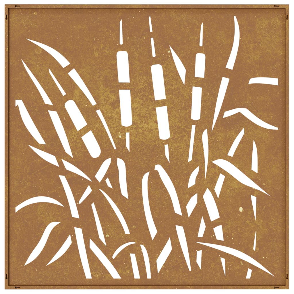 Garten-Wanddeko 55X55 Cm Cortenstahl Gras-Design Dunkelgrau