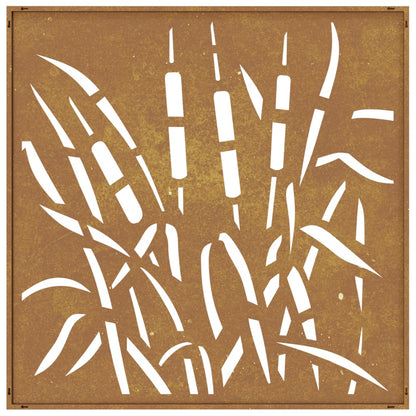 Garten-Wanddeko 55X55 Cm Cortenstahl Gras-Design Dunkelgrau
