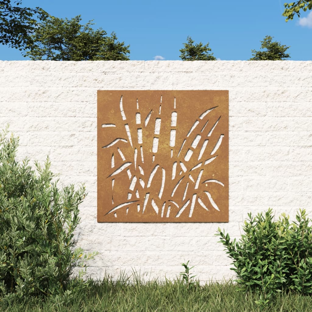 Garten-Wanddeko 55X55 Cm Cortenstahl Gras-Design Dunkelgrau