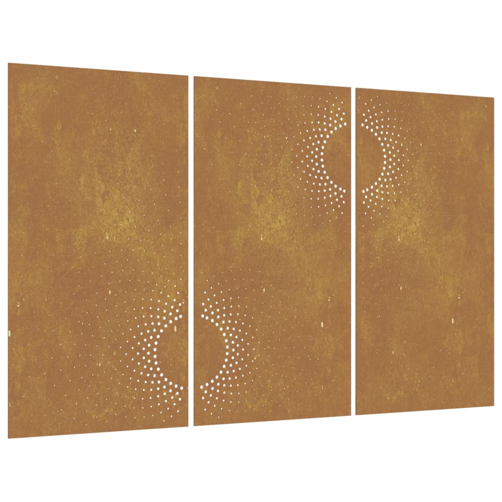 3-Tlg. Garten-Wanddeko 105X55 Cm Cortenstahl Sonnen-Design