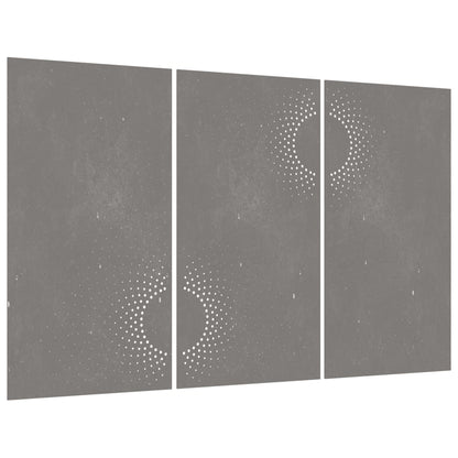 3-Tlg. Garten-Wanddeko 105X55 Cm Cortenstahl Sonnen-Design