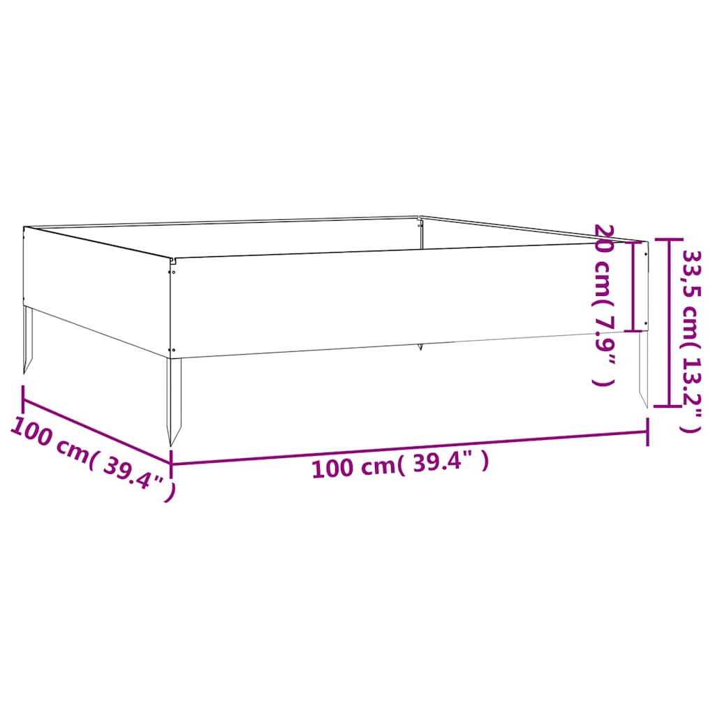 Hochbeet 100X100X33,5 Cm Cortenstahl