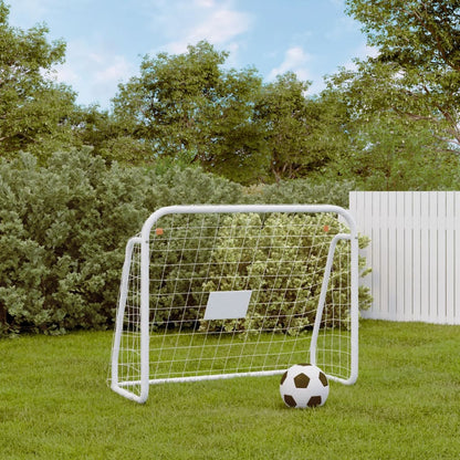 Fußballtor Mit Netz Weiß Stahl & Polyester