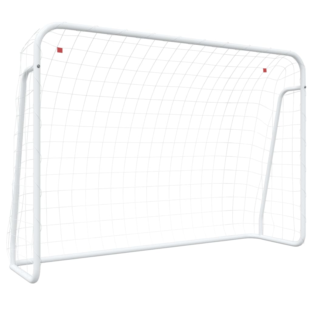 Fußballtor Mit Netz Weiß Stahl & Polyester