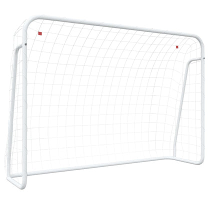 Fußballtor Mit Netz Weiß Stahl & Polyester