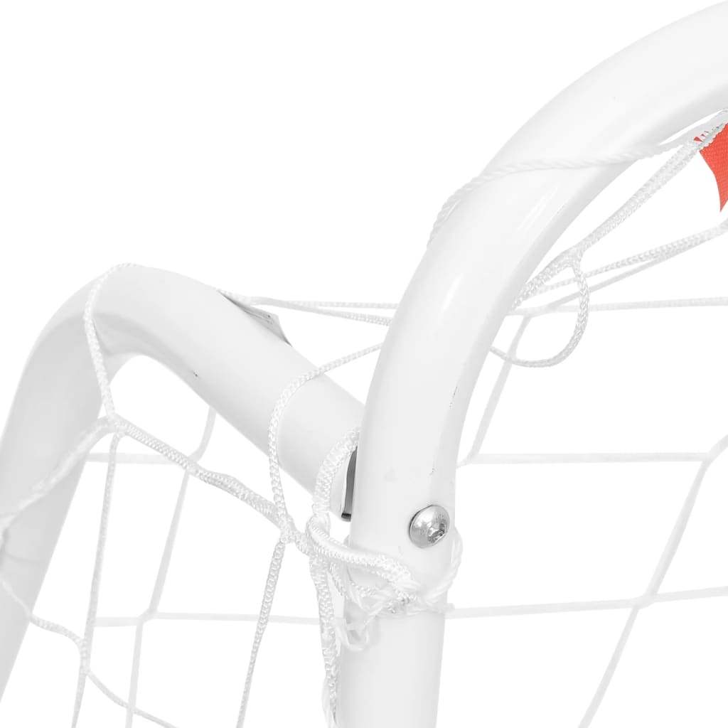 Fußballtor Mit Netz Weiß Stahl & Polyester
