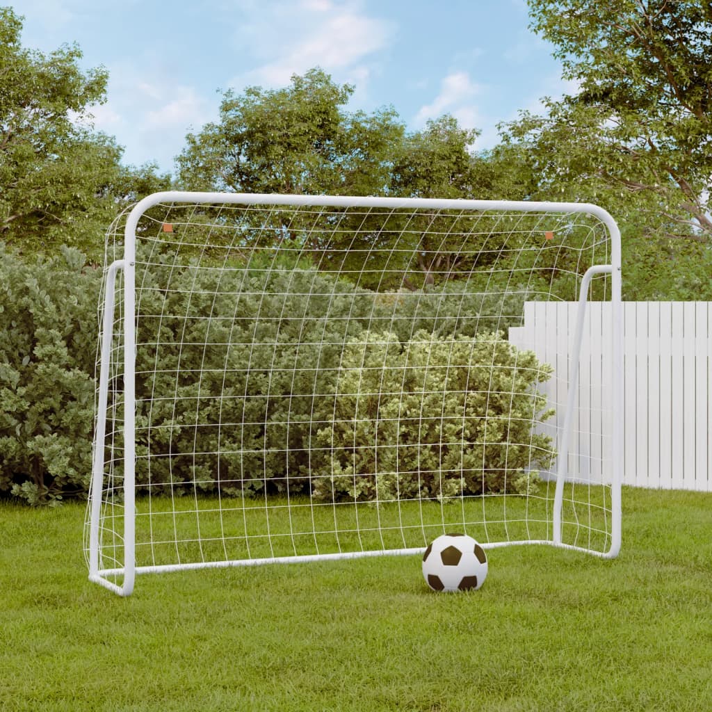 Fußballtor Mit Netz Weiß Stahl & Polyester