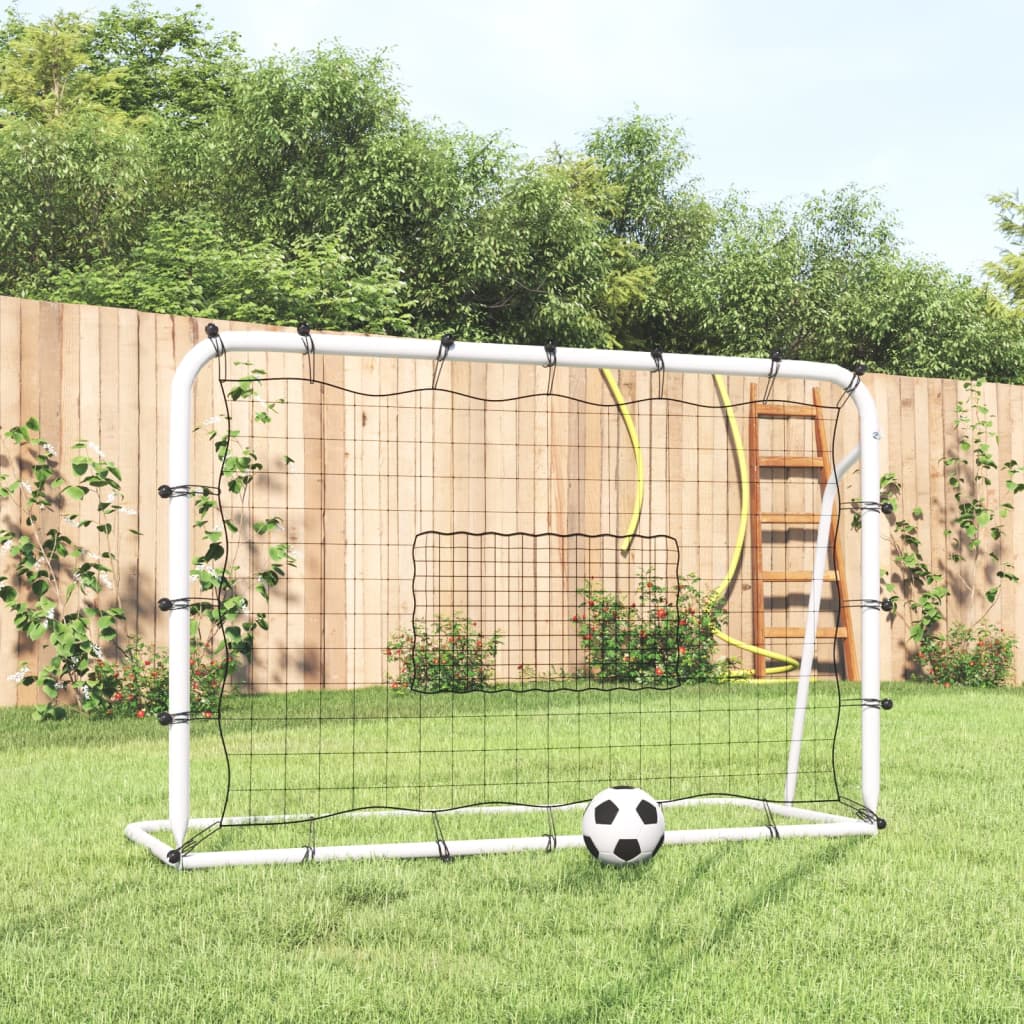 Fußball-Rebounder Weiß & Schwarz 184X61X123 Cm Stahl & Pe