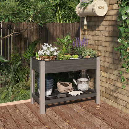 Garten-Hochbeet Mit Ablage Grau Wpc