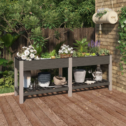 Garten-Hochbeet Mit Ablage Grau Wpc