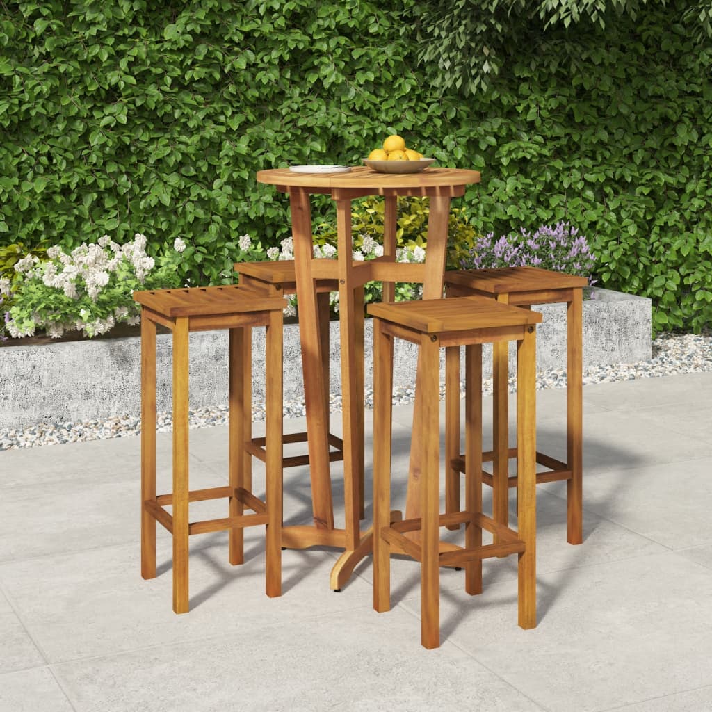 5-Tlg. Gartenbar-Set Massivholz Akazie