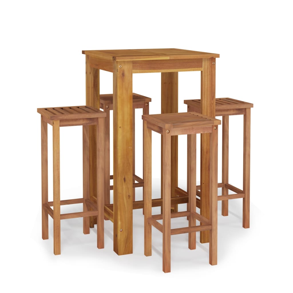 5-Tlg. Gartenbar-Set Massivholz Akazie
