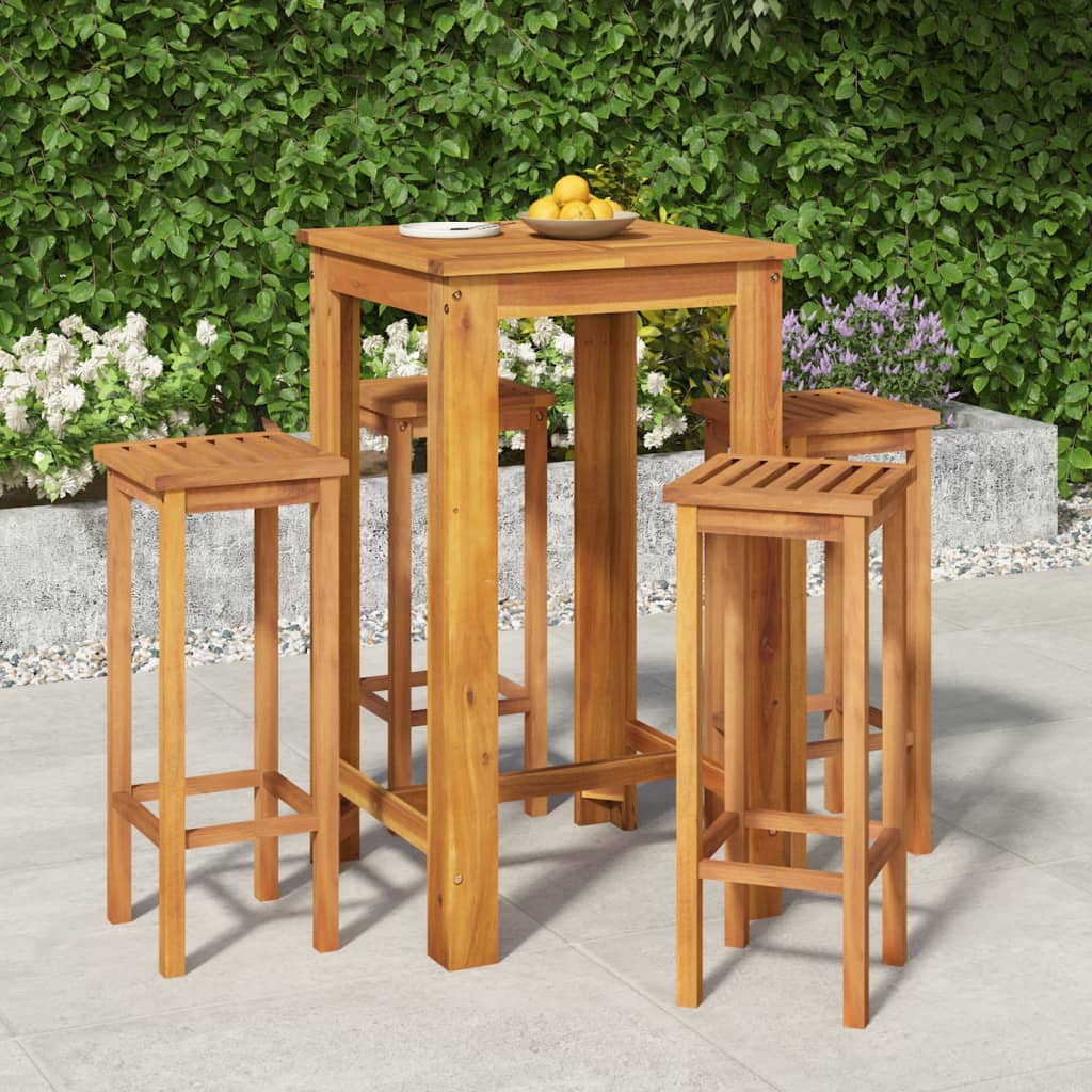 5-Tlg. Gartenbar-Set Massivholz Akazie