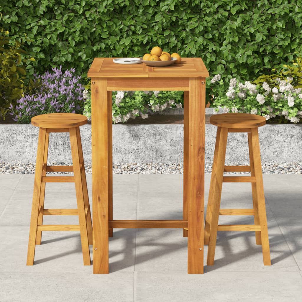 3-Tlg. Gartenbar-Set Massivholz Akazie