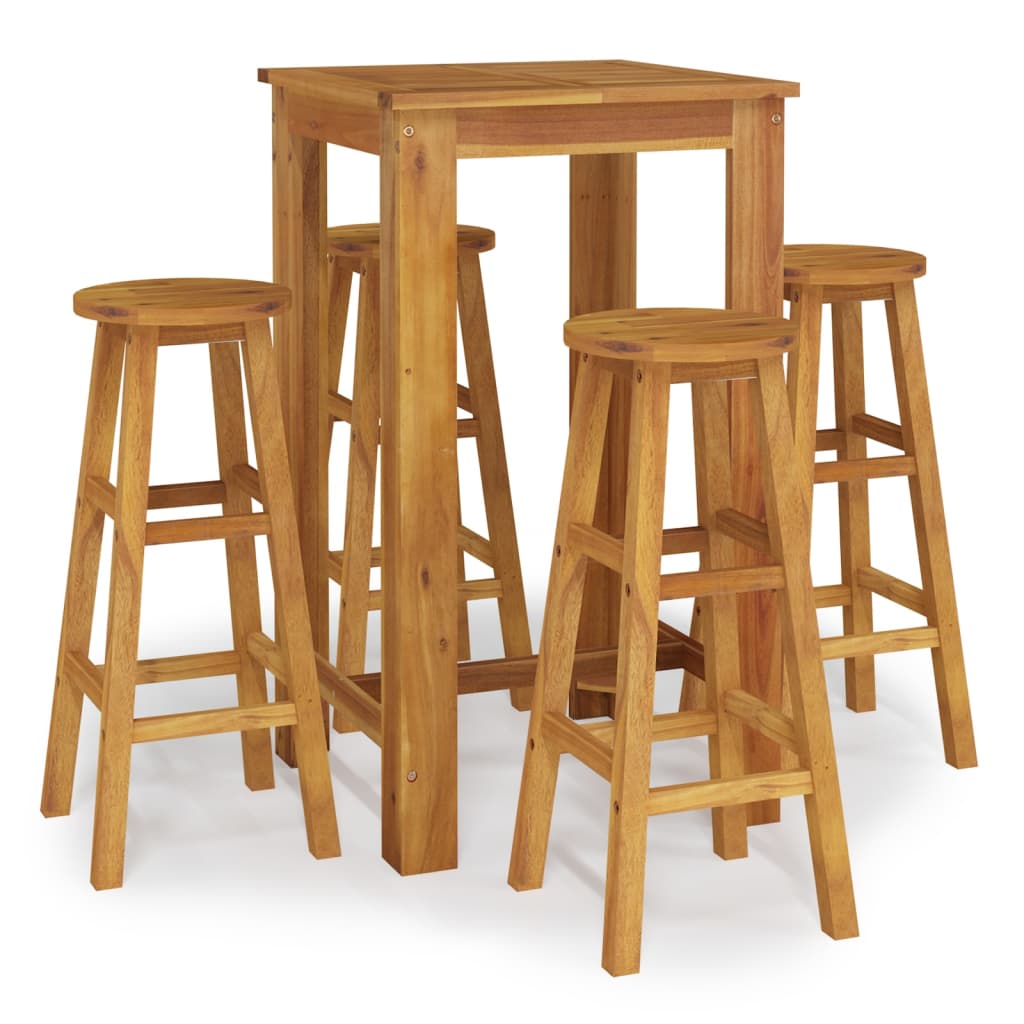 5-Tlg. Gartenbar-Set Massivholz Akazie