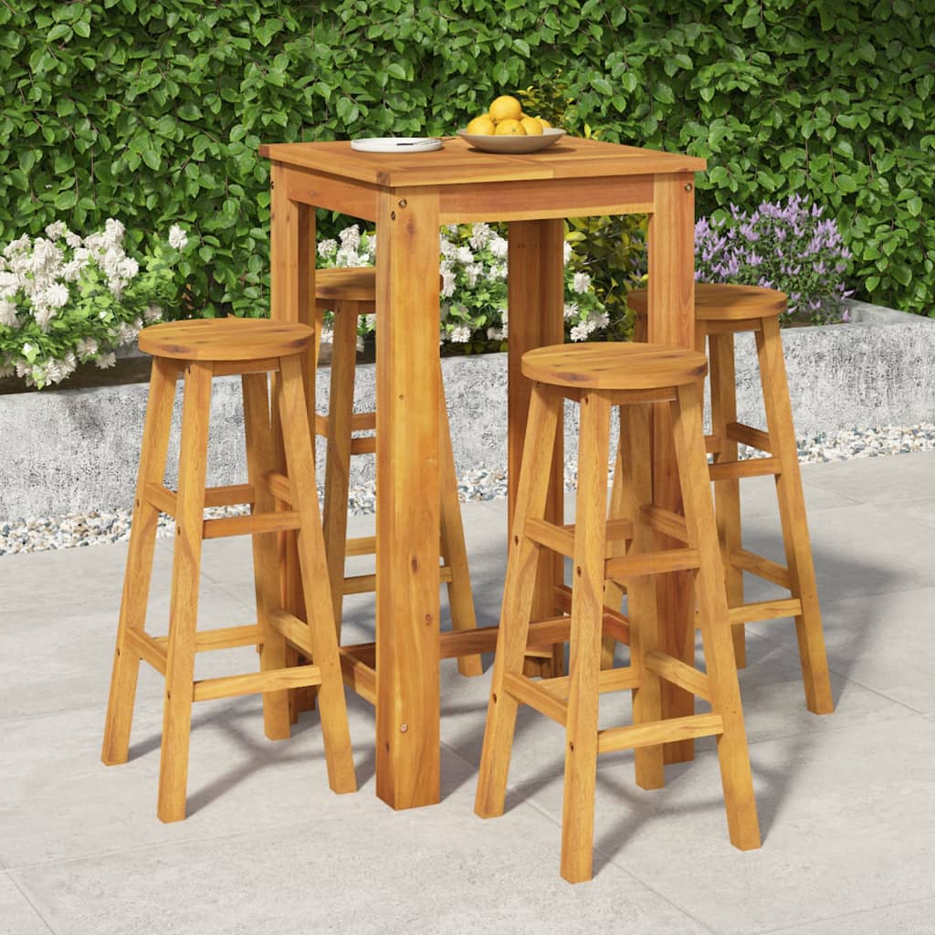 5-Tlg. Gartenbar-Set Massivholz Akazie