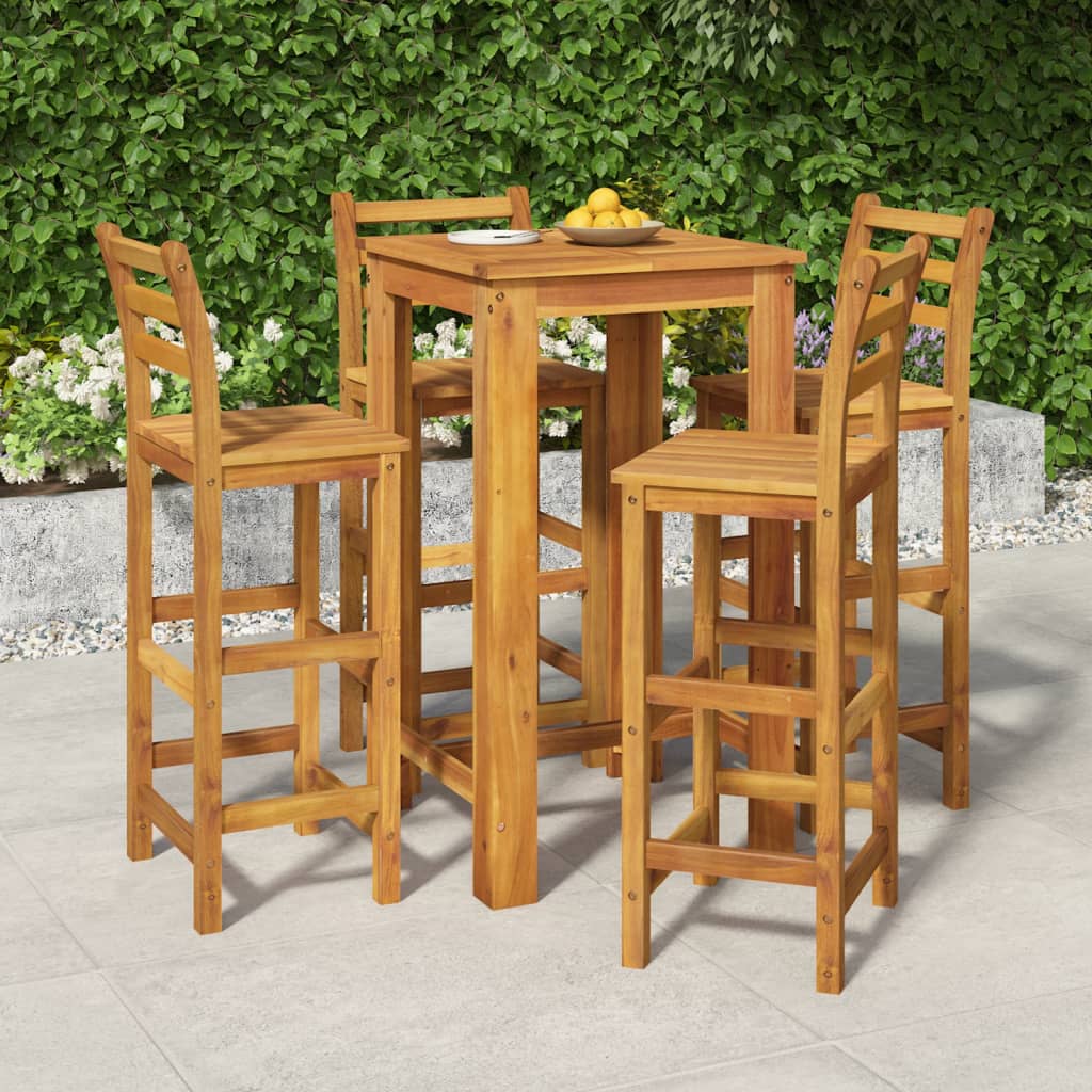5-Tlg. Gartenbar-Set Massivholz Akazie