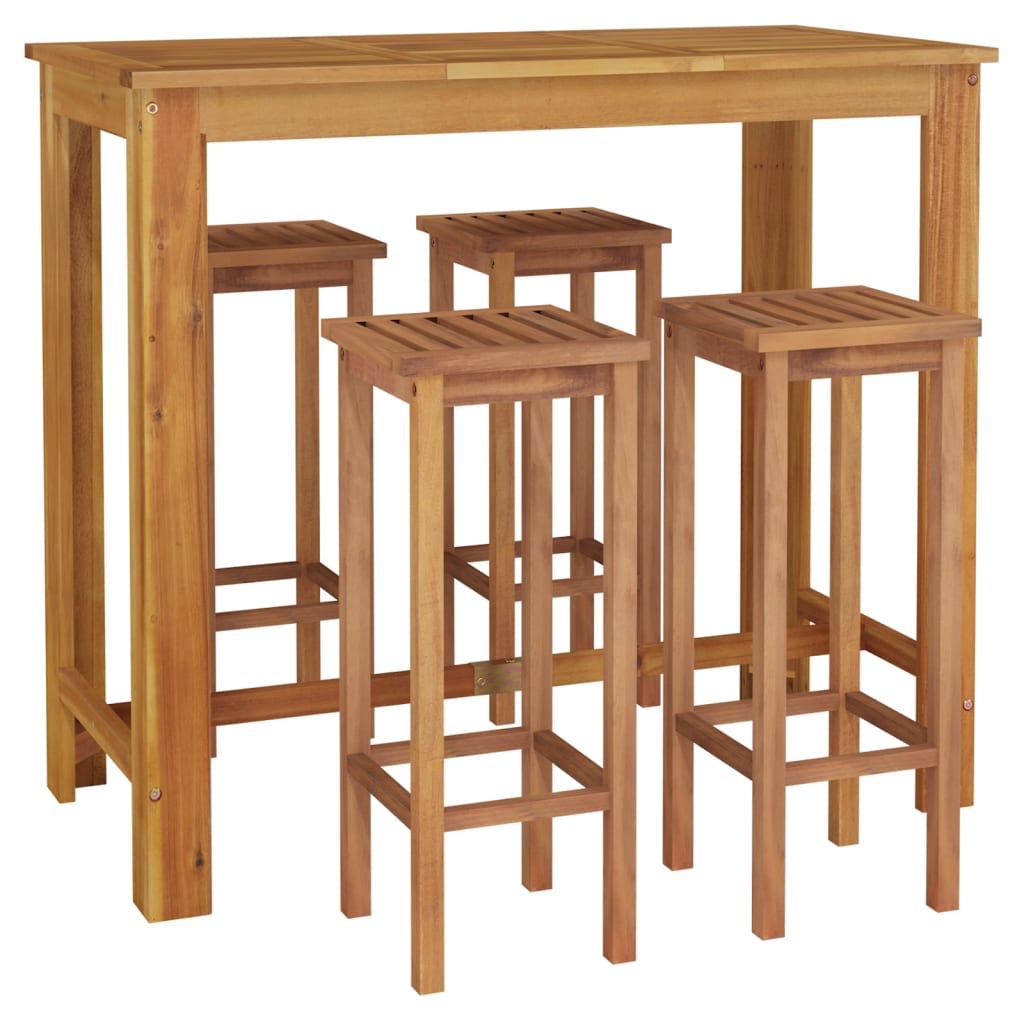 5-Tlg. Gartenbar-Set Massivholz Akazie