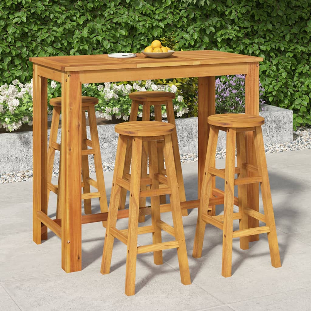 5-Tlg. Gartenbar-Set Massivholz Akazie