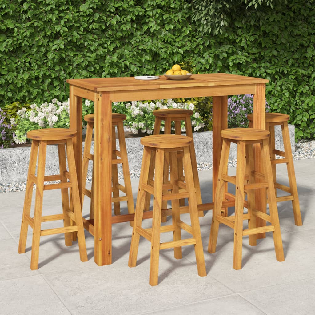 7-Tlg. Gartenbar-Set Massivholz Akazie